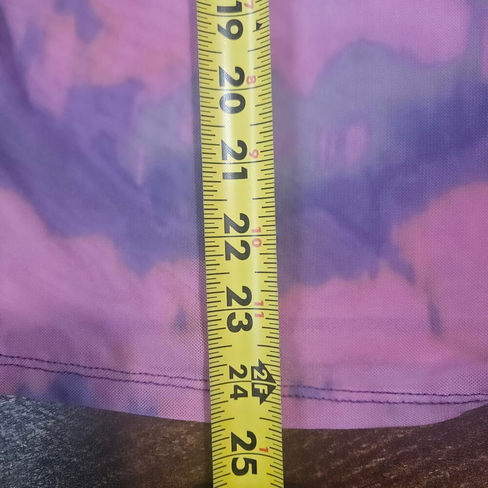 Anthropologie Mesh Turtleneck Top Size XL Pink Purple Sheer Tie Dye - Picture 3 of 8